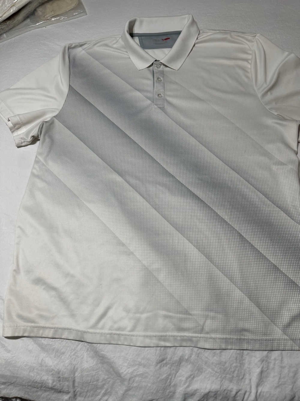 Fila Men's White Diagonal-Texture Performance Polo